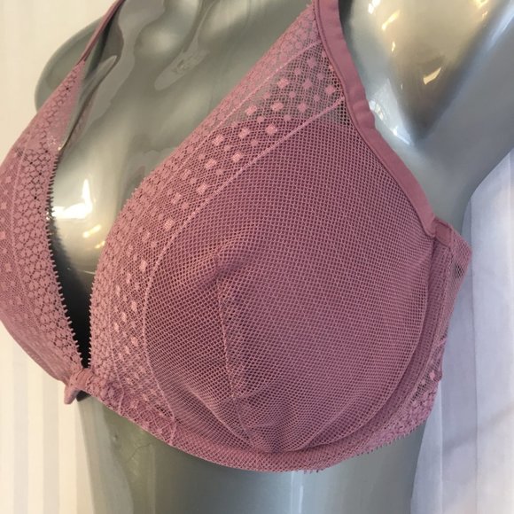 Incredible Victoria's Secret Plunge Padded Purple Mauve Lace Bra 34DD 24551212 - Picture 5 of 14